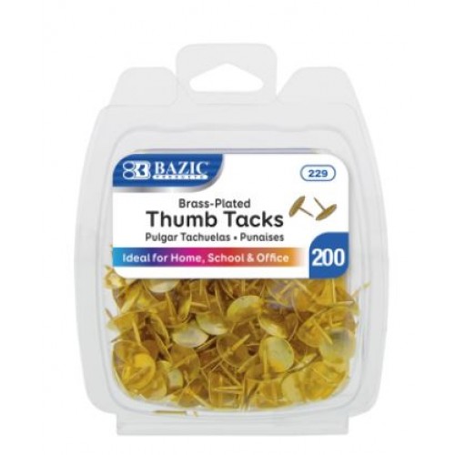 Bazic Thumb Tacks Brass 200pc