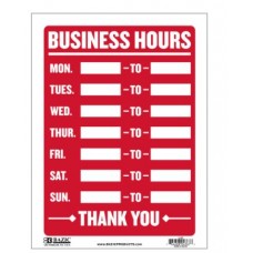 Sign Business Hours 12x16