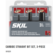 Skil 3Pc Router Bit Straight Set 91001
